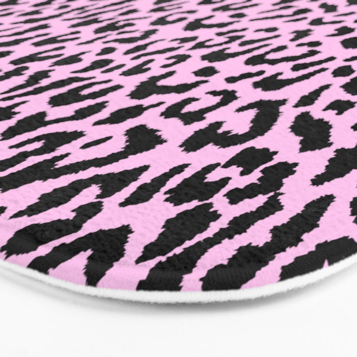 2000s leopard-black on palest pink Bath Mat Gallery Image 3