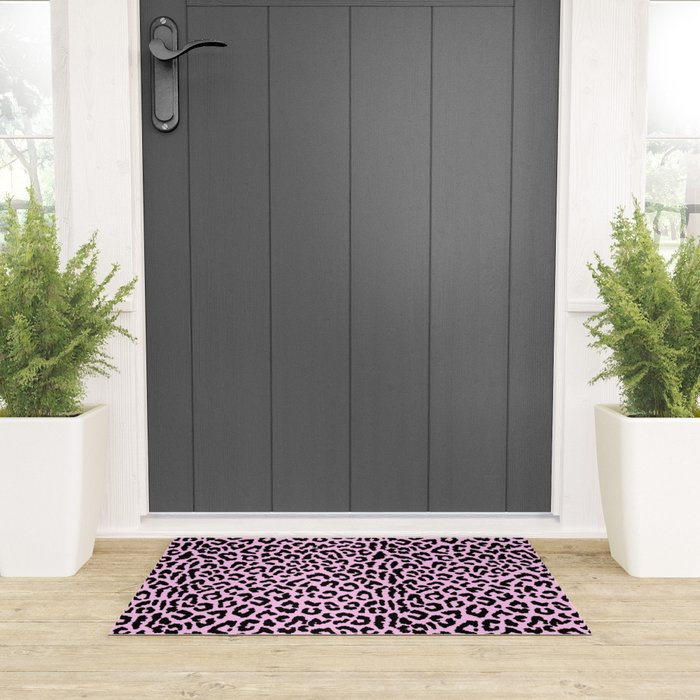 2000s leopard-black on palest pink Welcome Mat Gallery Image 3