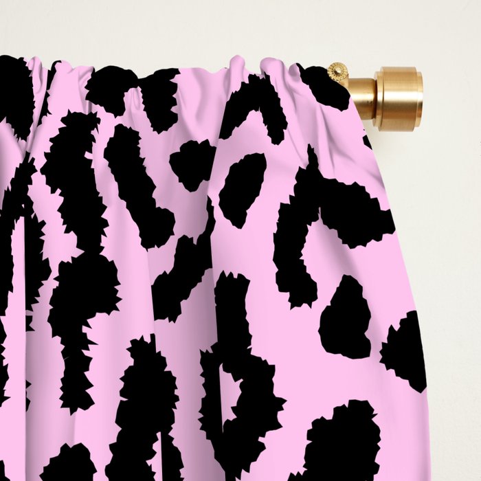 2000s leopard-black on palest pink Window Curtain Gallery Image 2