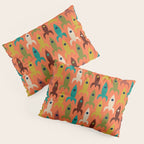 Retro Rockets - Midcentury Modern Rocket Pattern in Mid Mod Teal, Red, Olive, Mustard, and Beige on Bright Orange Pillow Sham Gallery Image 3