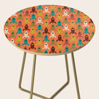 Retro Rockets - Midcentury Modern Rocket Pattern in Mid Mod Teal, Red, Olive, Mustard, and Beige on Bright Orange Side Table Gallery Image 2