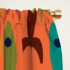 Retro Rockets - Midcentury Modern Rocket Pattern in Mid Mod Teal, Red, Olive, Mustard, and Beige on Bright Orange Window Curtain Gallery Image 2