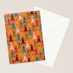 Retro Rockets - Midcentury Modern Rocket Pattern in Mid Mod Teal, Red, Olive, Mustard, and Beige on Bright Orange Stationery Card Gallery Image 2