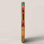 Retro Rockets - Midcentury Modern Rocket Pattern in Mid Mod Teal, Red, Olive, Mustard, and Beige on Bright Orange iPhone Case Gallery Image 2