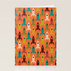 Retro Rockets - Midcentury Modern Rocket Pattern in Mid Mod Teal, Red, Olive, Mustard, and Beige on Bright Orange Stationery Card Gallery Image 2