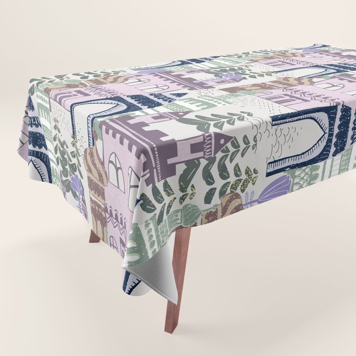 Home Block print lilac Tablecloth Gallery Image 1