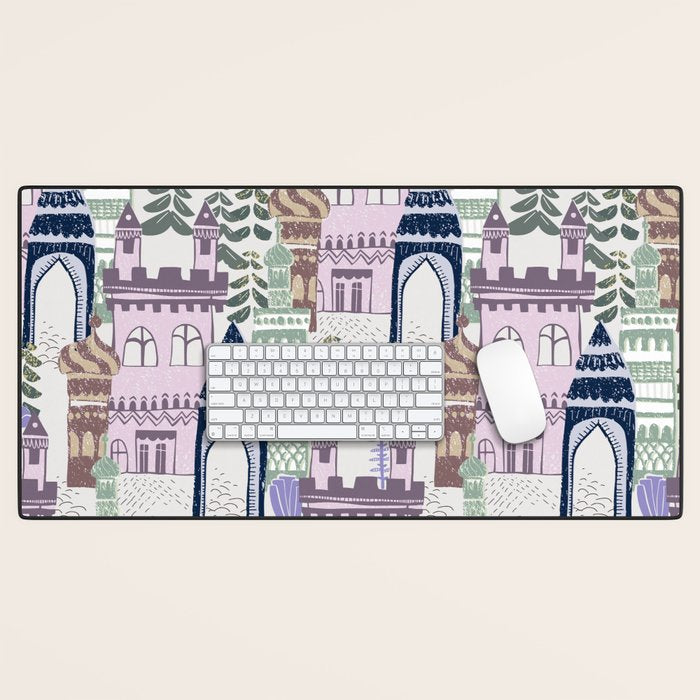 Home Block print lilac Desk Mat Gallery Image 1
