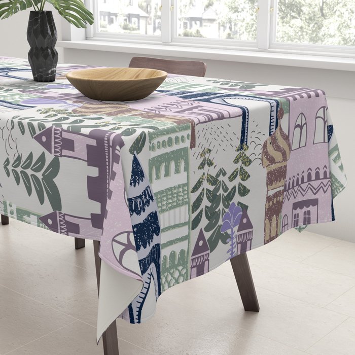 Home Block print lilac Tablecloth Gallery Image 3