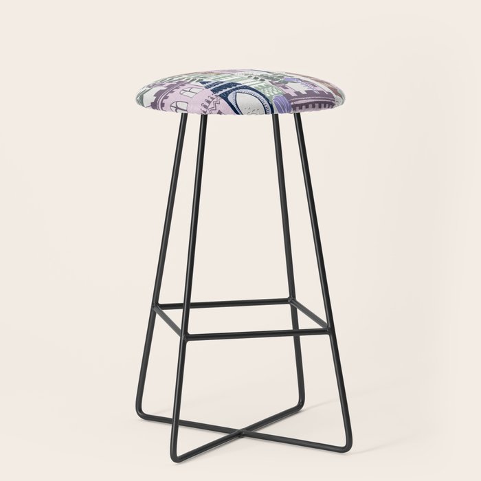 Home Block print lilac Stool Gallery Image 1