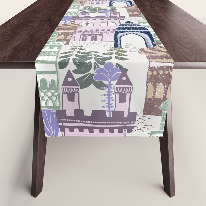 Home Block print lilac Table Runner Gallery Image 1