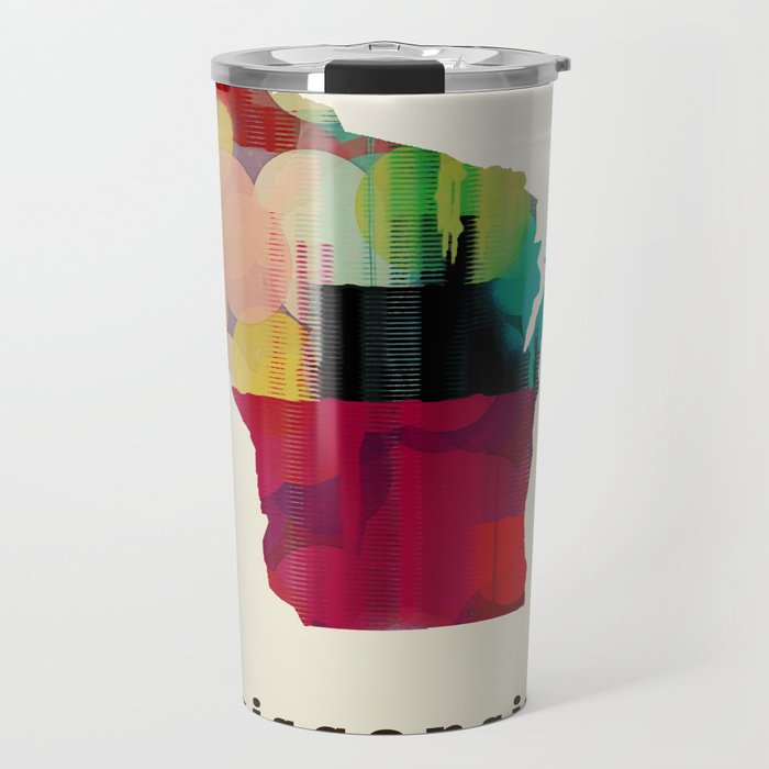 Wisconsin state map modern Travel Mug Gallery Image 1