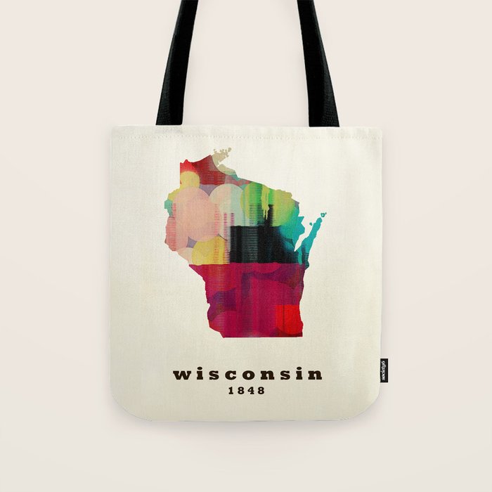 Wisconsin state map modern Tote Bag Gallery Image 1