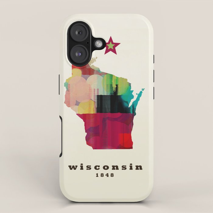 Wisconsin state map modern iPhone Case Gallery Image 1