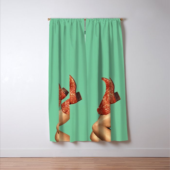 These Boots - Glitter Showgirl Orange Window Curtain Gallery Image 3