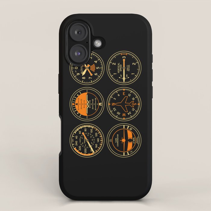 Aircraft Flight Instruments - 6 Pack Black iPhone Case Gallery Image 1