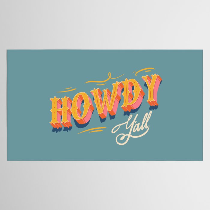 Howdy Y'all | Yellow Orange Blue Tablecloth Gallery Image 2