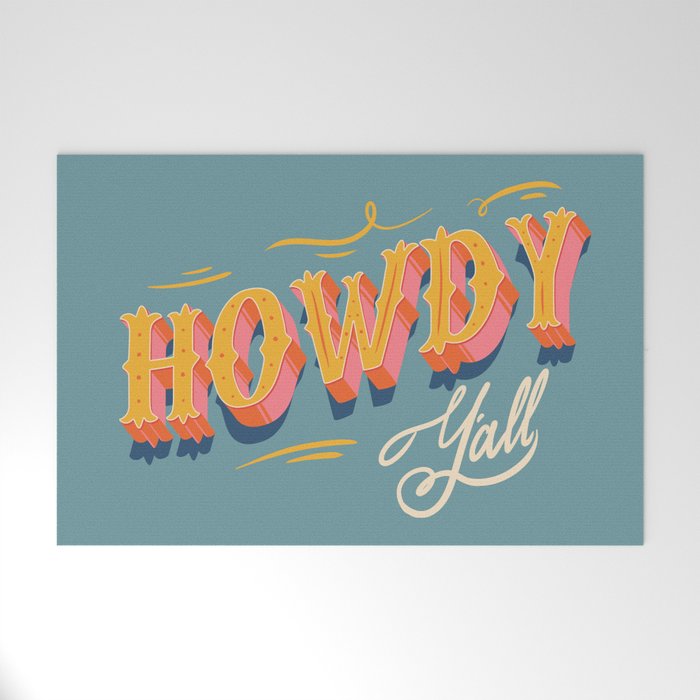 Howdy Y'all | Yellow Orange Blue Welcome Mat Gallery Image 1