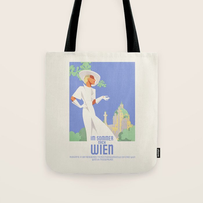 Art Deco Vintage Travel Poster - Spend Summer Days in Vienna, 1930s Tote Bag Gallery Image 1