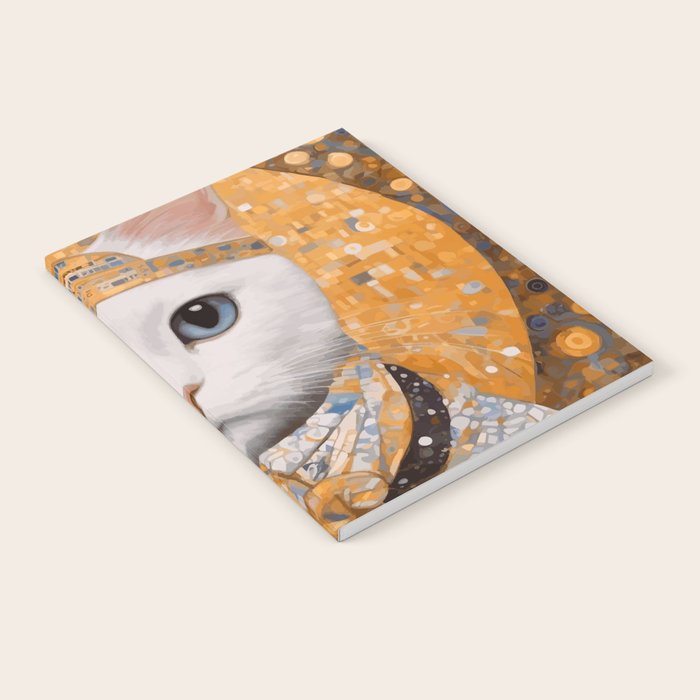 White Klimt Cat in Beautiful Dress Notebook Gallery Image 1