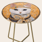White Klimt Cat in Beautiful Dress Side Table Gallery Image 2