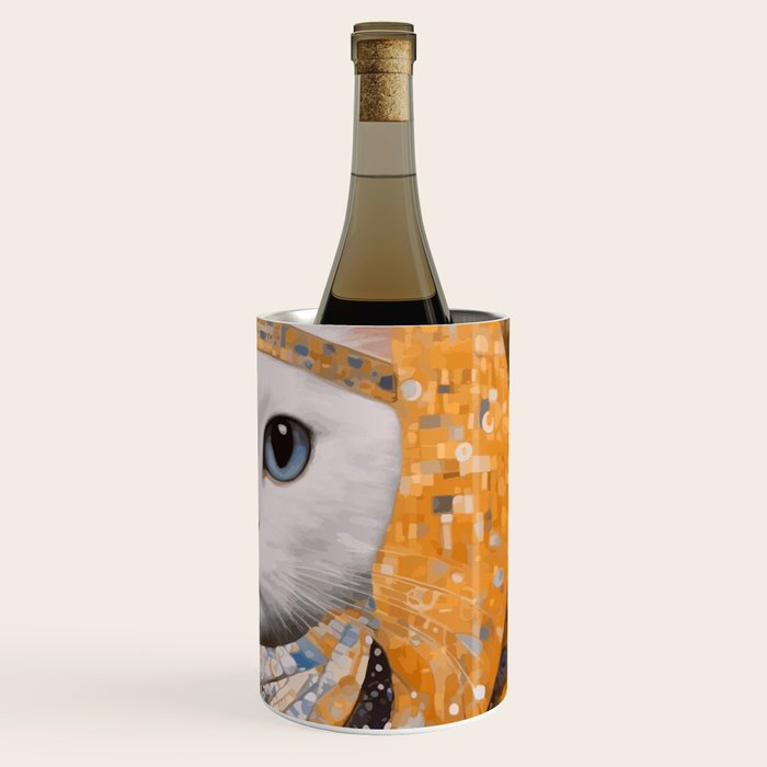 White Klimt Cat in Beautiful Dress Wine Chiller Gallery Image 3