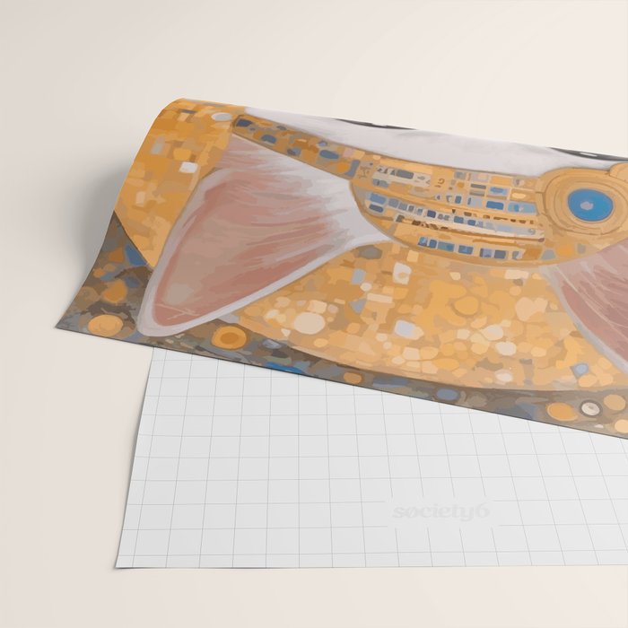 White Klimt Cat in Beautiful Dress Wrapping Paper Gallery Image 2