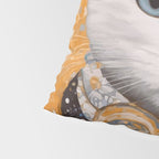 White Klimt Cat in Beautiful Dress Pillow Sham Gallery Image 4