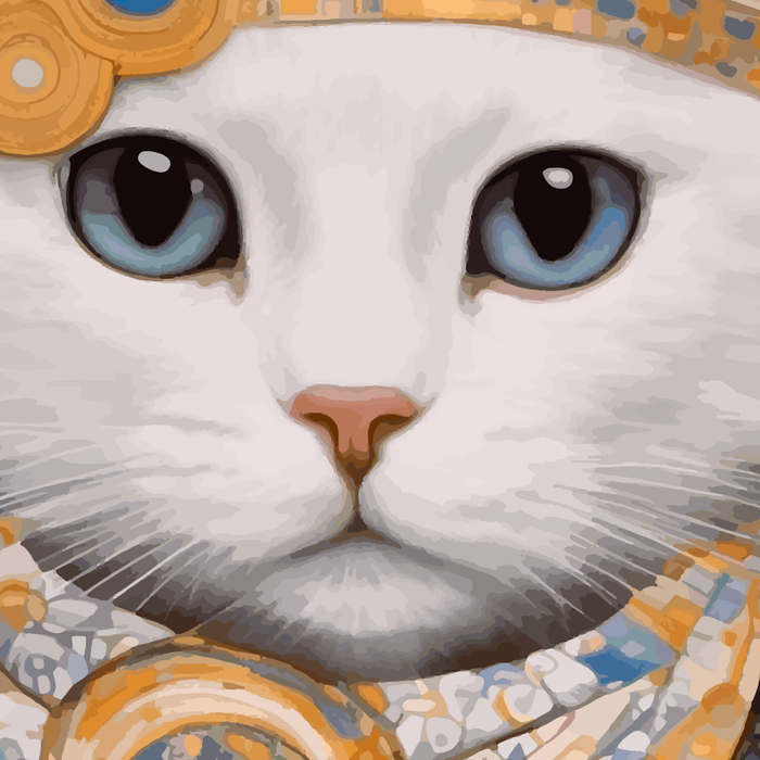 White Klimt Cat in Beautiful Dress Coffee Mug Gallery Image 2