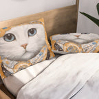 White Klimt Cat in Beautiful Dress Pillow Sham Gallery Image 2