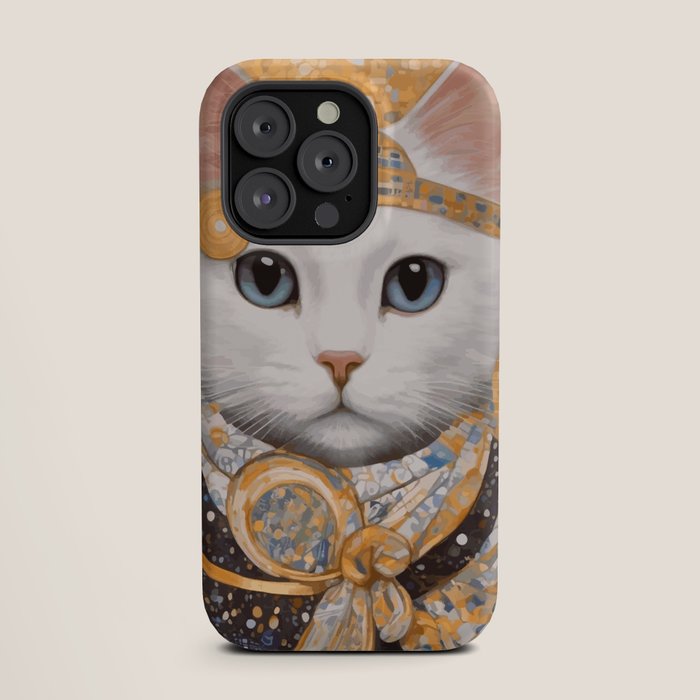 White Klimt Cat in Beautiful Dress iPhone Case Gallery Image 19