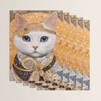 White Klimt Cat in Beautiful Dress Wrapping Paper Gallery Image 3