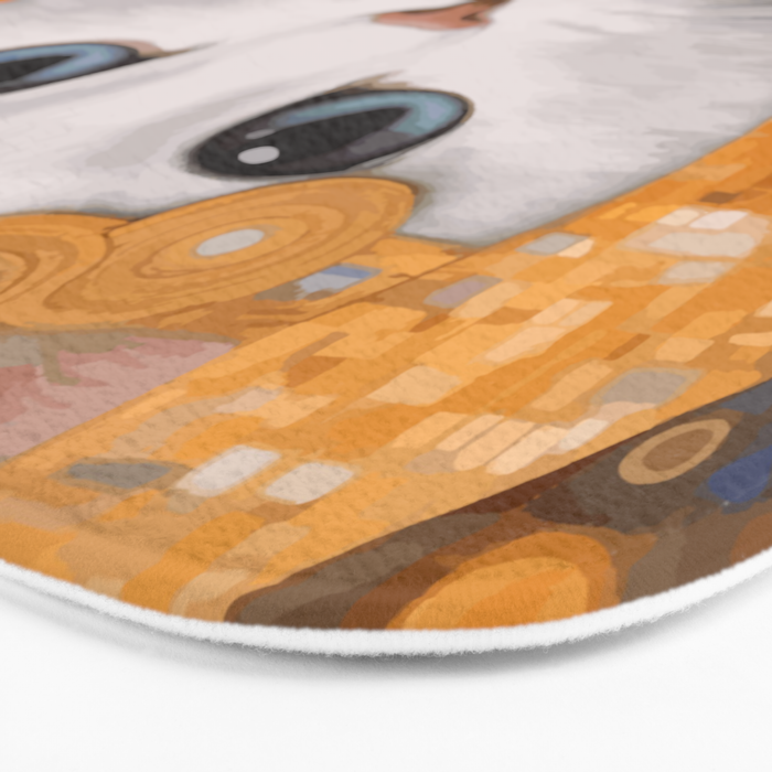White Klimt Cat in Beautiful Dress Bath Mat Gallery Image 3
