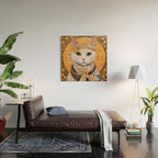 White Klimt Cat in Beautiful Dress Wood Wall Art Gallery Image 2