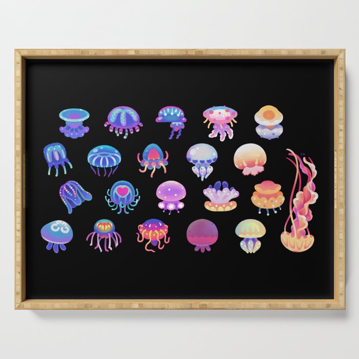 Jellyfish Day - dark Serving Tray Gallery Image 1