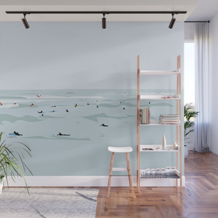 Tiny Surfers in Lima Wall Mural Gallery Image 1
