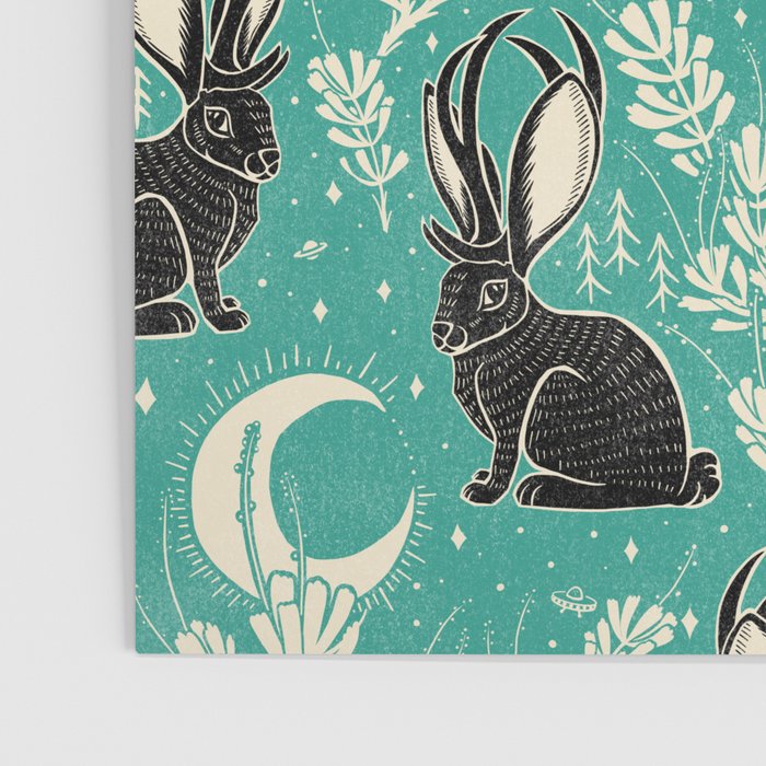Jackalope - teal & black Poster Gallery Image 3