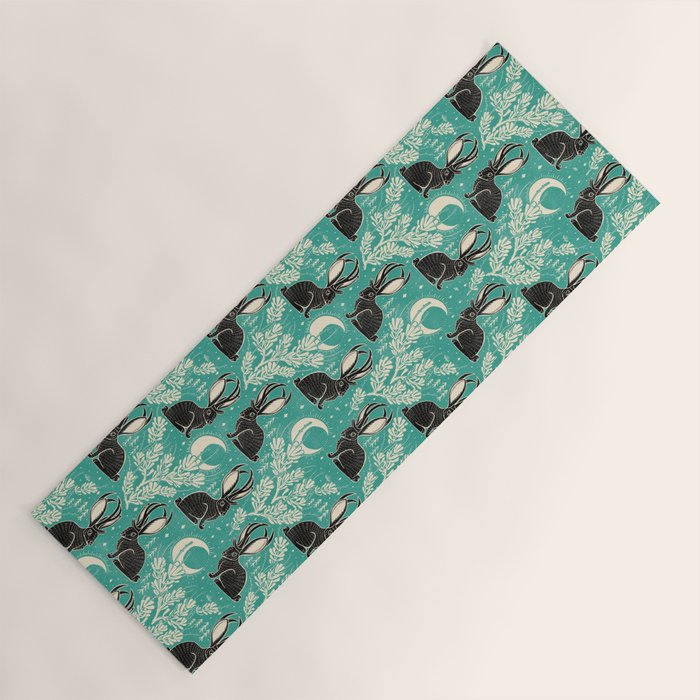 Jackalope - teal & black Yoga Mat Gallery Image 1