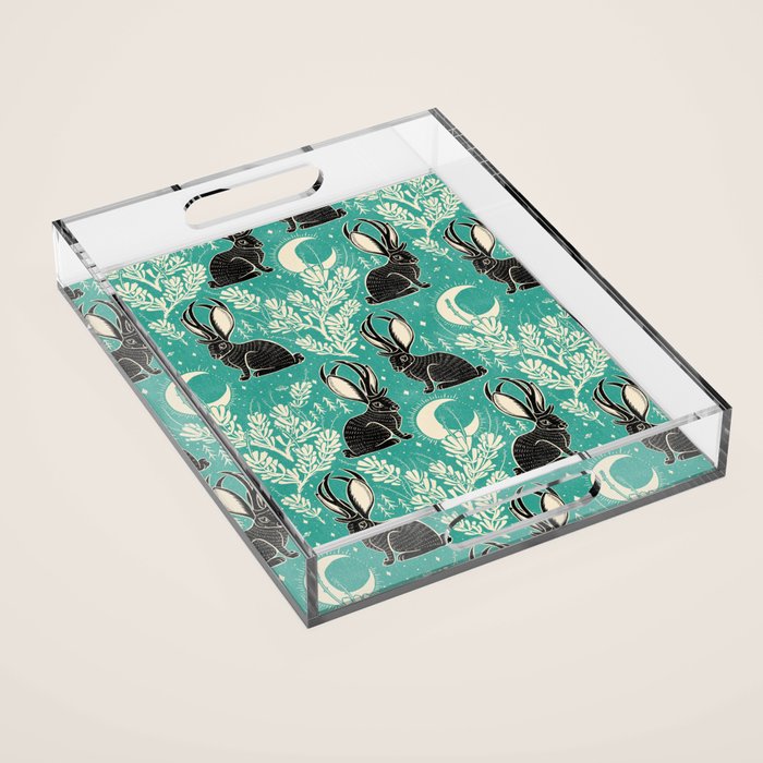 Jackalope - teal & black Acrylic Tray Gallery Image 1