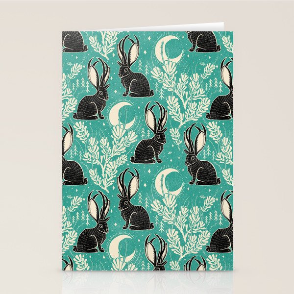 Jackalope - teal & black Stationery Card Gallery Image 2