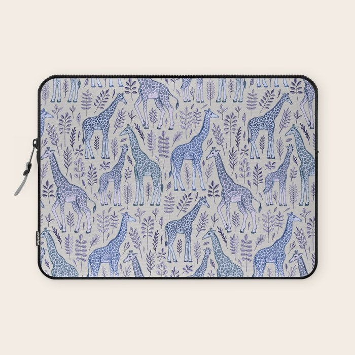 Blue Giraffe Pattern Laptop Sleeve Gallery Image 1