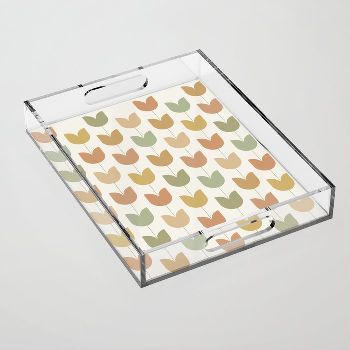 Spring Tulips XII Neutral Multicolor Mid Century Flowers Acrylic Tray Gallery Image 1