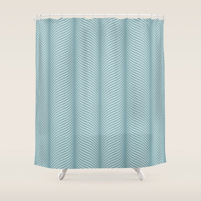 Elysian XVI Botanical Teal Shower Curtain Gallery Image 1