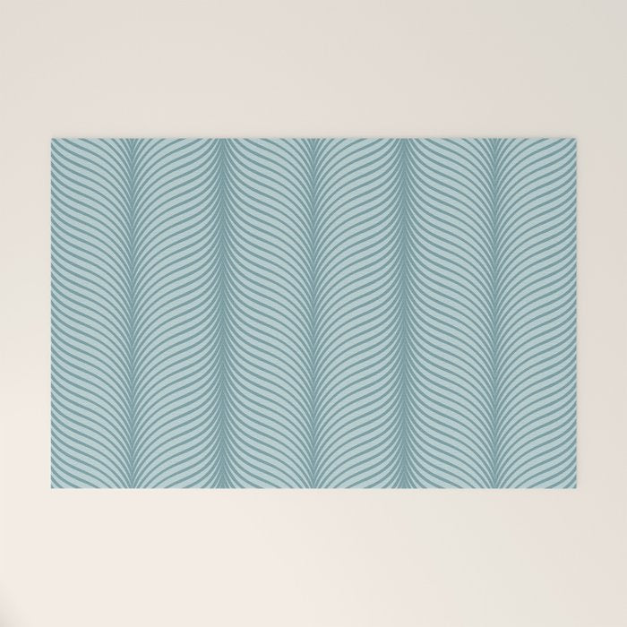 Elysian XVI Botanical Teal Welcome Mat Gallery Image 1