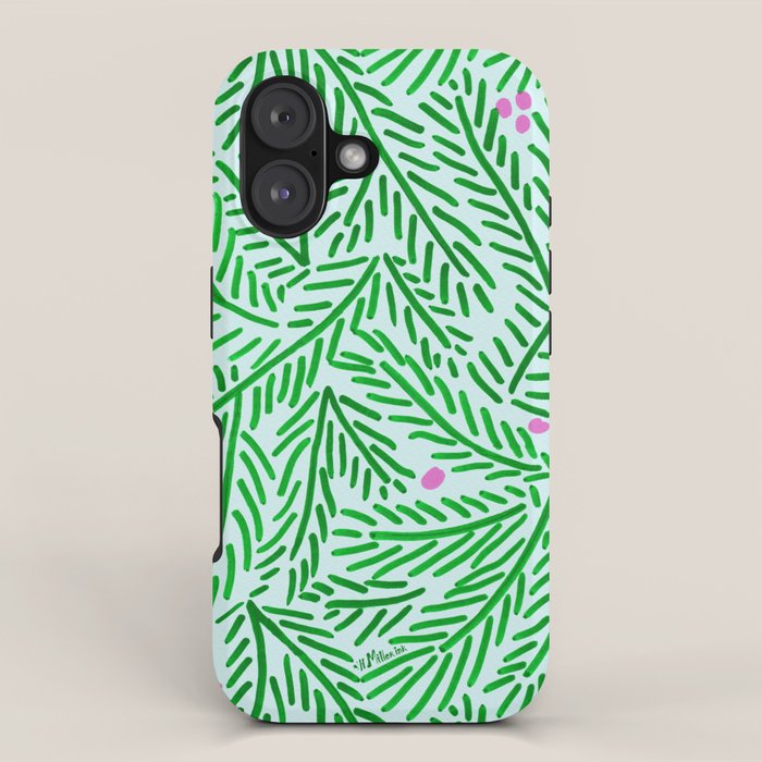 Winter Berries & Pine Branches in Green iPhone Case Gallery Image 1
