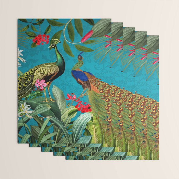 Vintage Tropical Peacock Bird Rainforest Jungle  Wrapping Paper Gallery Image 3