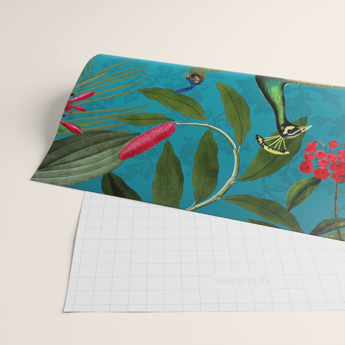 Vintage Tropical Peacock Bird Rainforest Jungle  Wrapping Paper Gallery Image 2