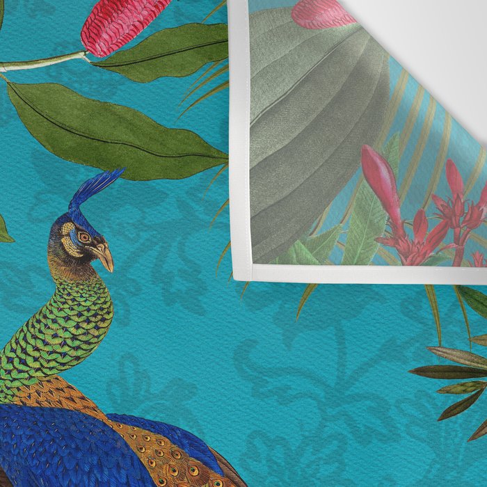 Vintage Tropical Peacock Bird Rainforest Jungle  Wall Tapestry Gallery Image 3