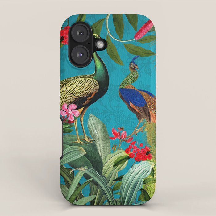 Vintage Tropical Peacock Bird Rainforest Jungle  iPhone Case Gallery Image 1