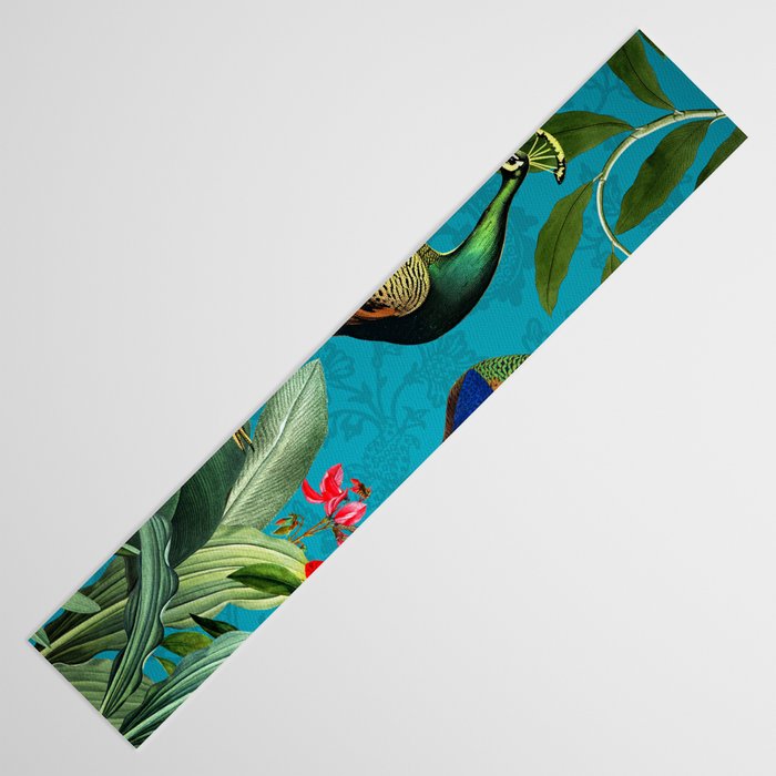 Vintage Tropical Peacock Bird Rainforest Jungle  Table Runner Gallery Image 3