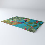 Vintage Tropical Peacock Bird Rainforest Jungle  Rug Gallery Image 3